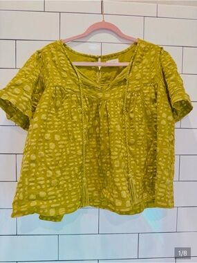 Anthropologie Porridge Short Sleeve Textured Swing Top